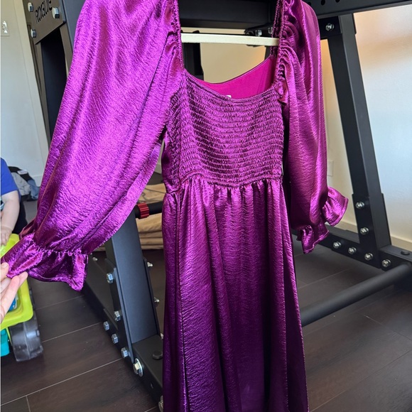 Pink Blush Magenta Satin Square Neck Babydoll Maternity Mini Dress size small - Picture 6 of 6